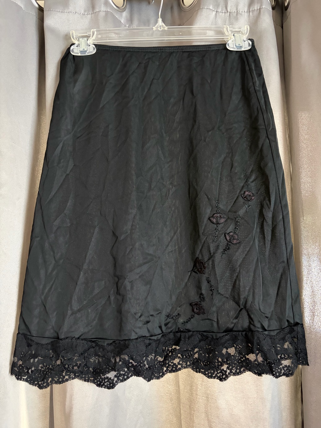 Vintage Charmode Sears Black Lace-Hem Women's Slip Skirt